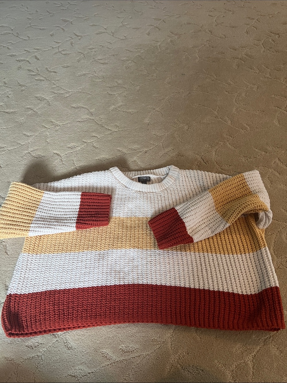 Cupcake Clothing Cozy Cream Ribbed Knit Sweater Small